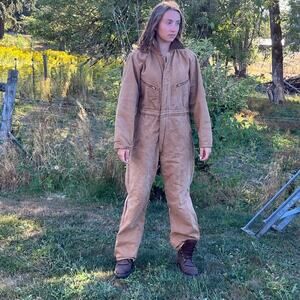 Wrangler Mechanic Jumpsuit Boilersuit Big Ben Men's Brown Quilted Lining sz M
